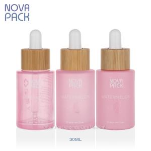 30ML Pink Glass Bottle Bamboo Dropper