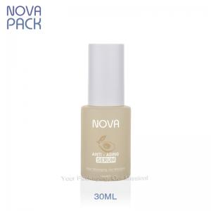 30ML Beige Glass Bottle Matte White Pump