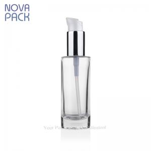 30ML Clear Glass Bottle With Silver Serum Pump