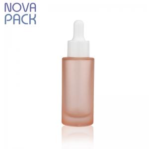 30ml cylinder pink frosted bottle white dropper,thick based