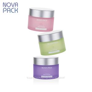 50ML Pink Green Purple Glass Jar With Matte Silver Lid 