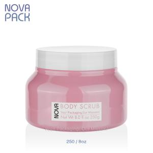 8oz PET Plastic Pink Jar With White Lid